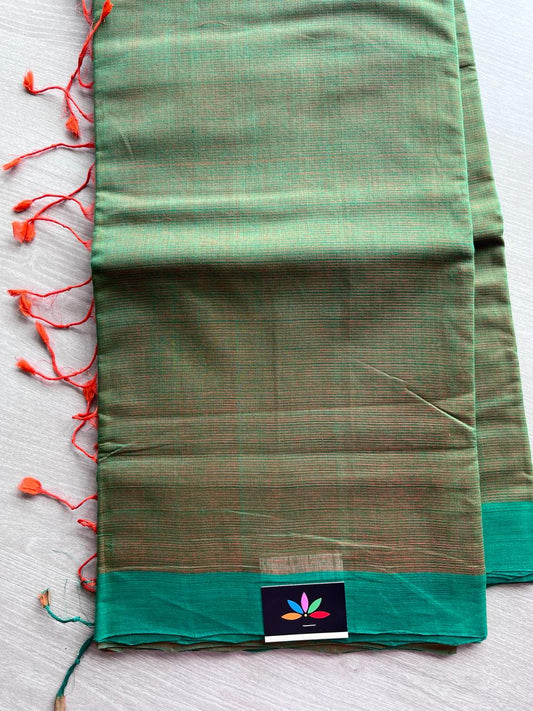 Handwoven Mangalagiri Cotton Missing Checks Saree with Contrast Cotton Blouse-717