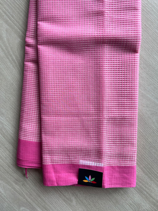 Persian Pink Missing Checks Mangalagiri Cotton Saree - 35436