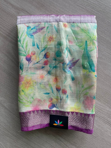 Digital Printed Mangalagiri Silk Cotton Saree - 35413