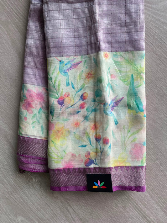 Off-White Digital Printed Mangalagiri Silk Cotton Saree - 35413