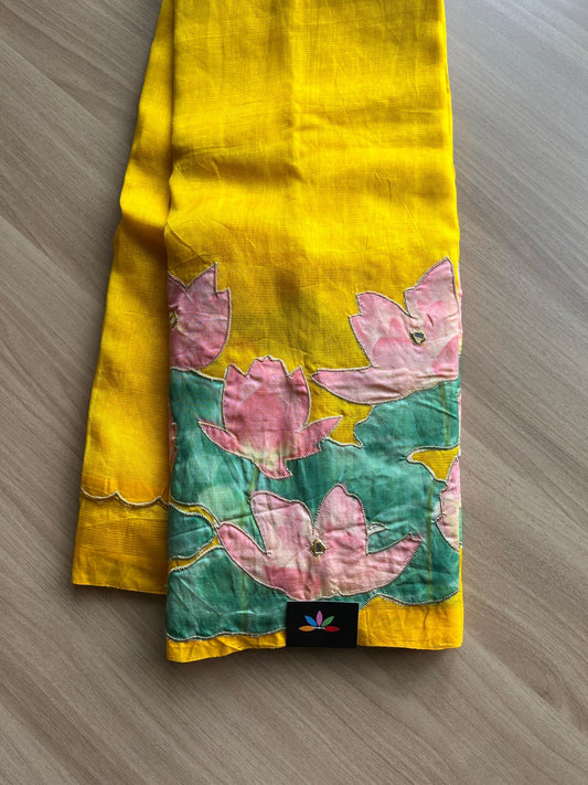 Applique Work Handloom Mangalagiri Silk Cotton Saree -14150