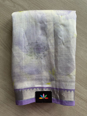 Zari Checks Mangalagiri Silk Cotton Saree with Digital Printed Border and Blouse-23484