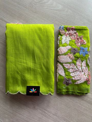 Sequin Work Mangalagiri Silk Cotton Saree-26188