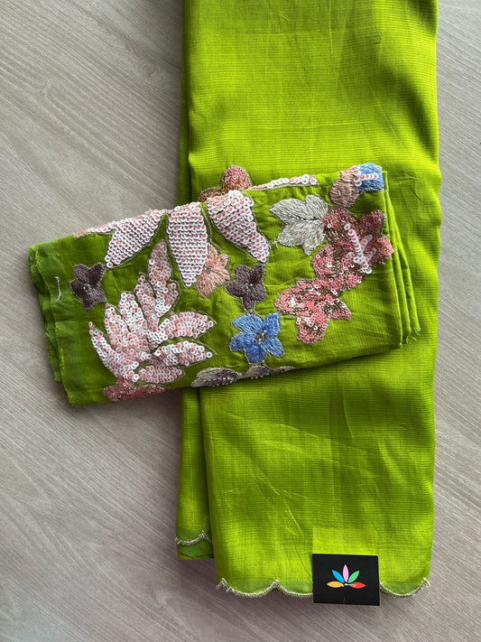 Sequin Work Mangalagiri Silk Cotton Saree-26188