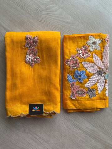 Sequin Work Mangalagiri Silk Cotton Saree-26192