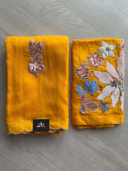 Sequin Work Mangalagiri Silk Cotton Saree-26192