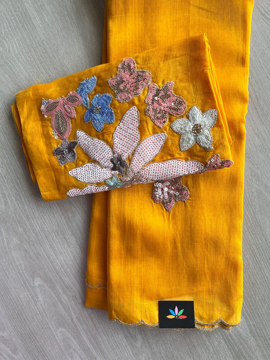 Sequin Work Mangalagiri Silk Cotton Saree-26192