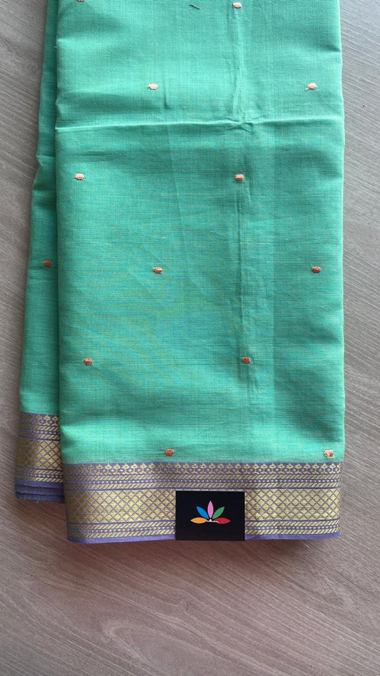 Machine Embroidered Cotton Saree-26199