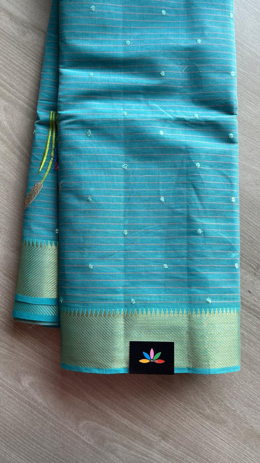 Machine Embroidered Cotton Saree-26201