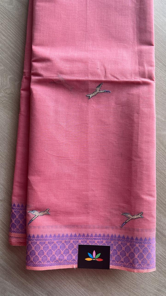 Machine Embroidered Cotton Saree-26202