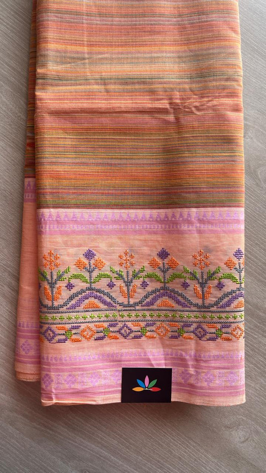 Machine Embroidered Cotton Saree-26203