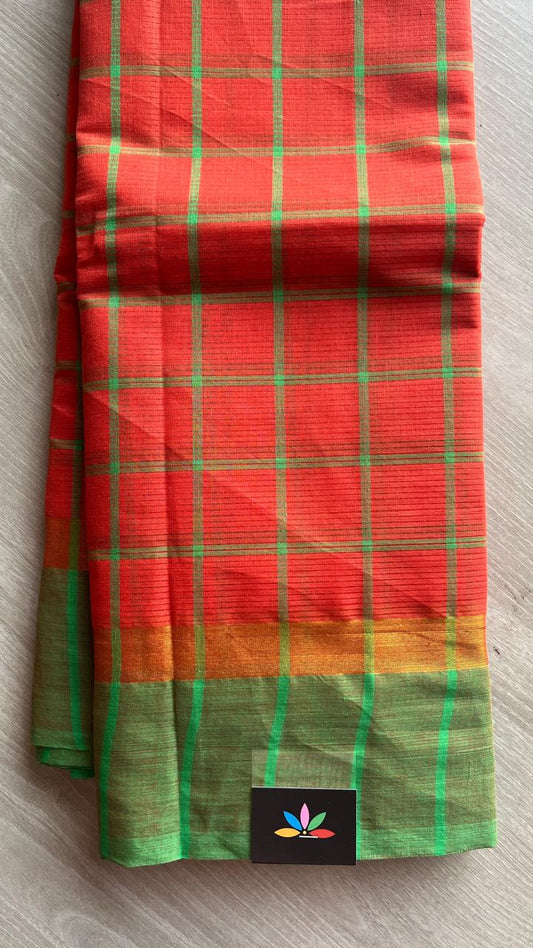 Checked Cotton Saree-26209