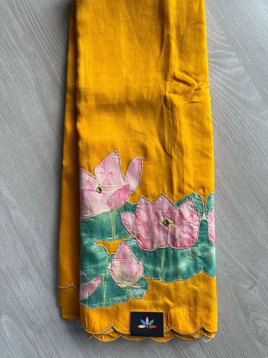 Applique Work Handloom Mangalagiri Silk Cotton Saree -27007