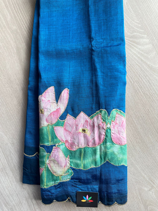 Applique Work Handloom Mangalagiri Silk Cotton Saree -27011