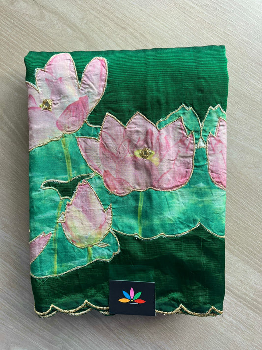 Applique Work Handloom Mangalagiri Silk Cotton Saree -27012