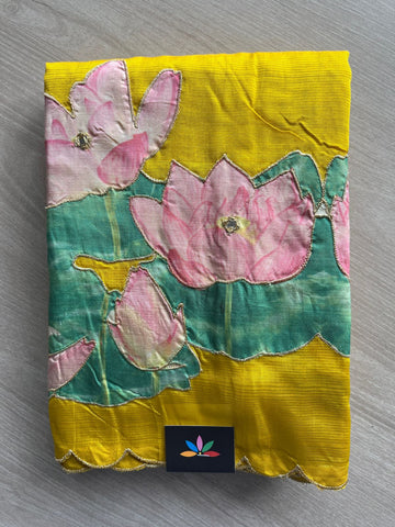 Applique Work Handloom Mangalagiri Silk Cotton Saree -27013