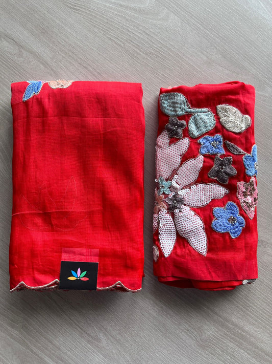 Sequin Work Mangalagiri Silk Cotton Saree -27026