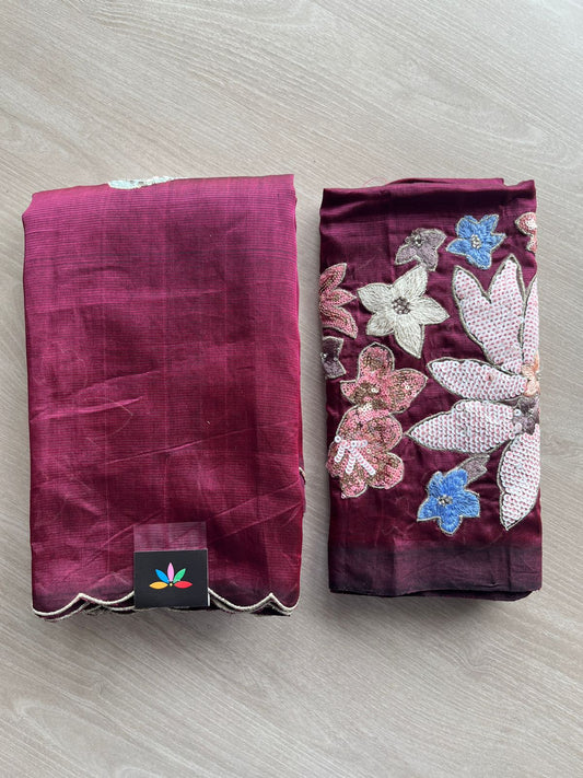 Sequin Work Mangalagiri Silk Cotton Saree -27027