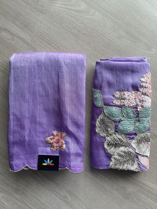 Sequin Work Mangalagiri Silk Cotton Saree -27028