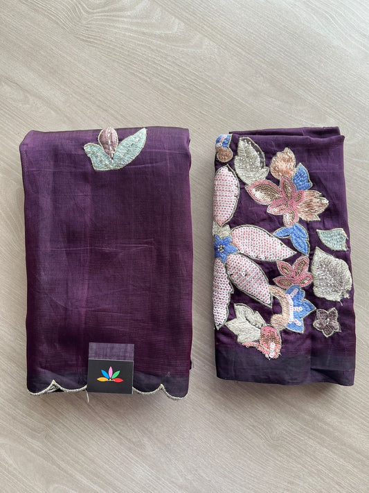 Sequin Work Mangalagiri Silk Cotton Saree -27029