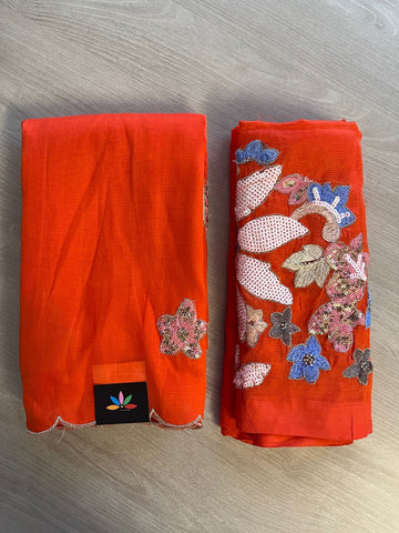 Sequin Work Mangalagiri Silk Cotton Saree - 27030