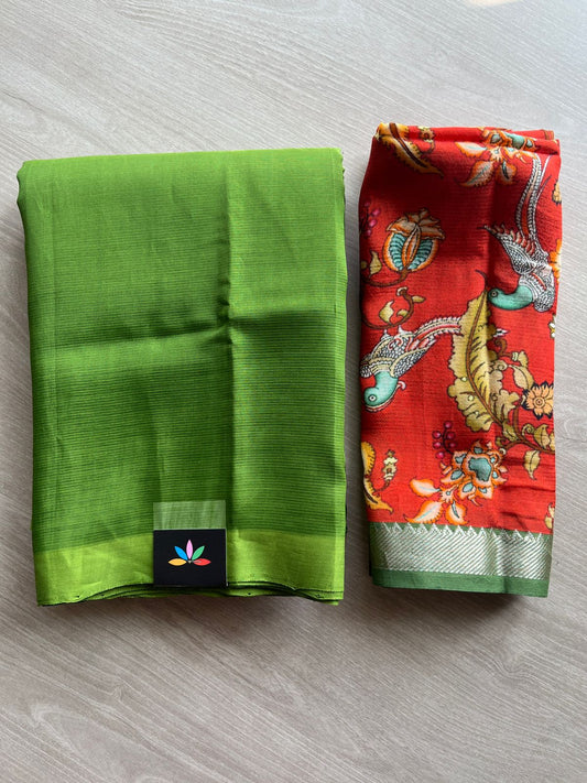 Handloom Mangalagiri Silk Cotton Saree with Digital Printed Blouse Fabric -27056