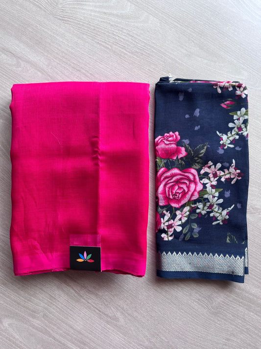 Handloom Mangalagiri Silk Cotton Saree with Digital Printed Blouse Fabric -27061