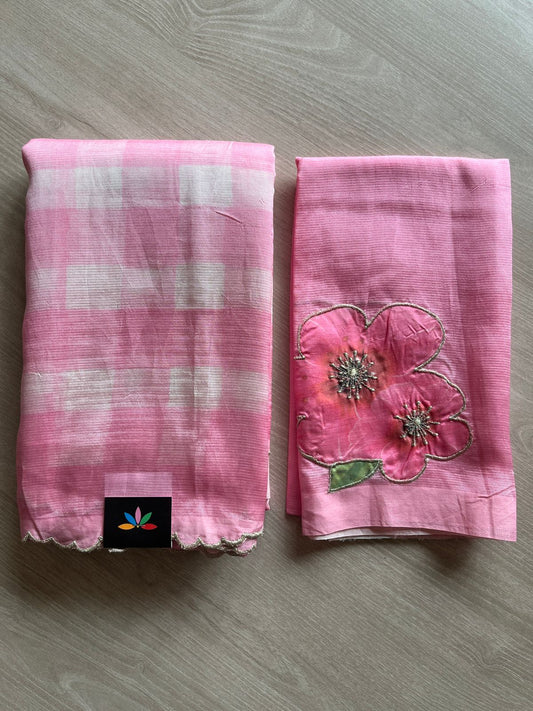 Digital Print Checks Mangalagiri Silk Cotton with Cut work Blouse -28611