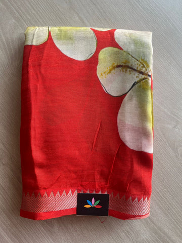 Small Border Digital Printed Mangalagiri Silk Cotton Saree -28636