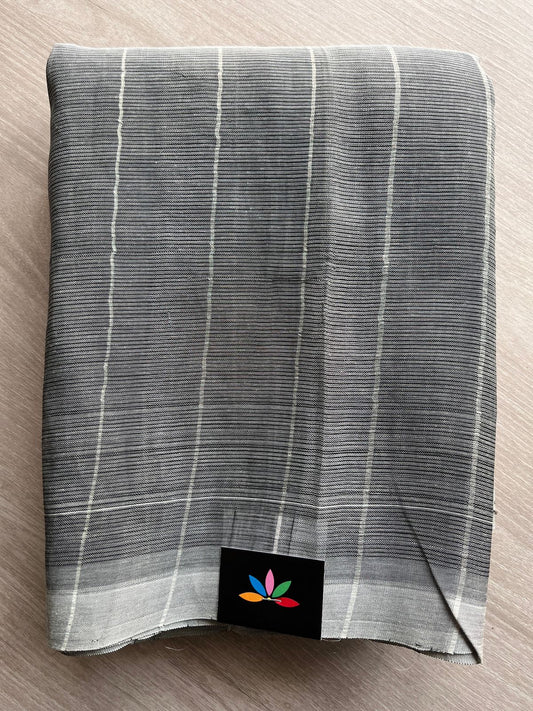 Gray Mangalagiri Silk Cotton Saree with Digital Printed Pallu and Blouse-30489