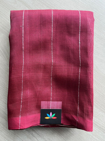 Rich Maroon Mangalagiri Silk Cotton Saree with Digital Printed Pallu and Blouse-30495