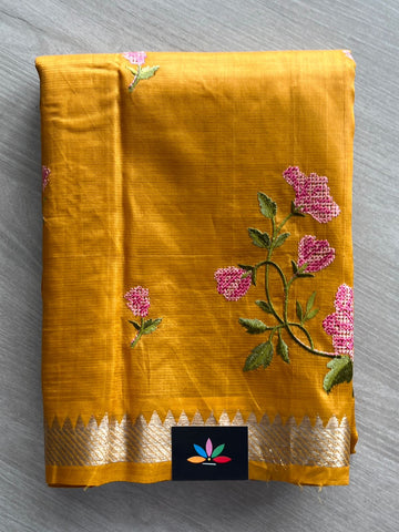 Embroidered Handloom Mangalagiri Silk Cotton Saree - 32338