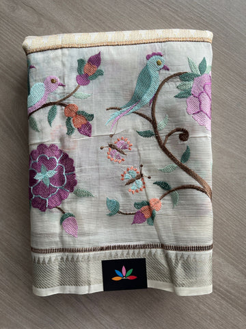 Embroidered Handloom Mangalagiri Silk Cotton Saree - 32341
