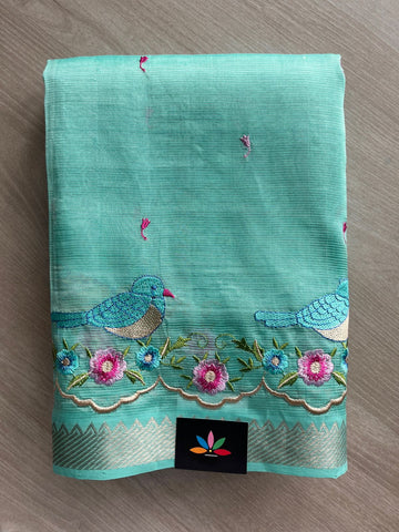 Embroidered Handloom Mangalagiri Silk Cotton Saree - 32342