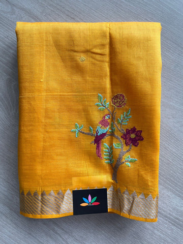Embroidered Handloom Mangalagiri Silk Cotton Saree - 32343