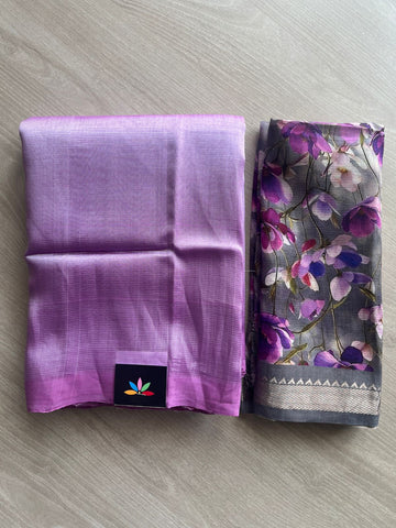 Handloom Mangalagiri Silk Cotton Saree With Digital Printed Blouse Fabric - 35457