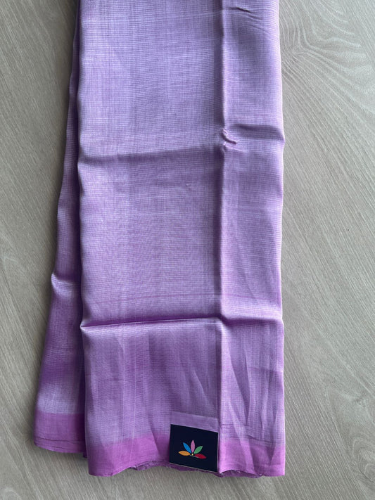 Dull Lavender Handloom Mangalagiri Silk Cotton Saree with Digital Printed Blouse Fabric - 35457