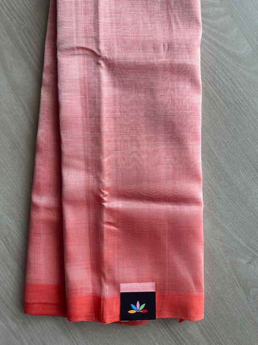Dusty Rose Handloom Mangalagiri Silk Cotton Saree with Digital Printed Blouse Fabric - 35461