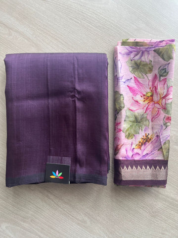 Handloom Mangalagiri Silk Cotton Saree With Digital Printed Blouse Fabric - 35463
