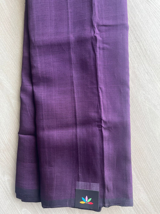 Royal Purple Handloom Mangalagiri Silk Cotton Saree With Digital Printed Blouse Fabric - 35463