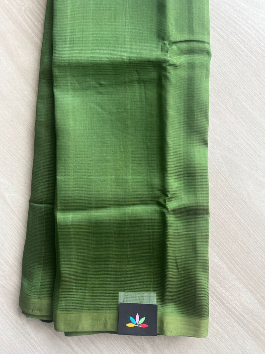Hunter Green Handloom Mangalagiri Silk Cotton Saree With Digital Printed Blouse Fabric - 35467