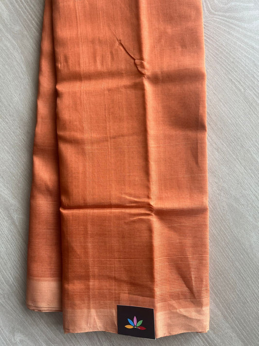 Coral Orange Handloom Mangalagiri Silk Cotton Saree With Digital Printed Blouse Fabric - 35468