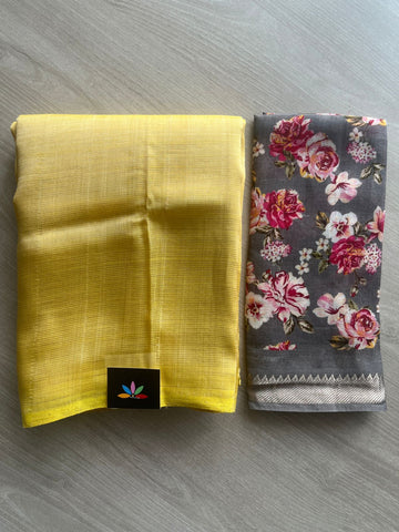 Handloom Mangalagiri Silk Cotton Saree With Digital Printed Blouse Fabric - 35470