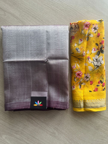Handloom Mangalagiri Silk Cotton Saree With Digital Printed Blouse Fabric - 35471