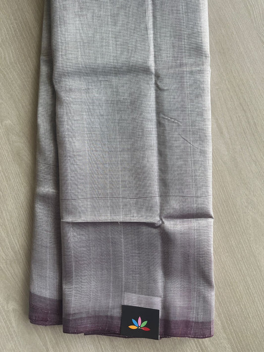 Gray Shade Handloom Mangalagiri Silk Cotton Saree With Digital Printed Blouse Fabric - 35471