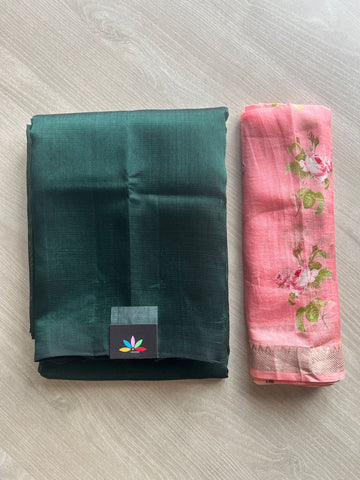 Handloom Mangalagiri Silk Cotton Saree With Digital Printed Blouse Fabric - 35474