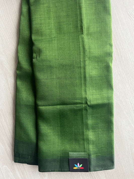 Avocado Green Handloom Mangalagiri Silk Cotton Saree With Digital Printed Blouse Fabric - 35477