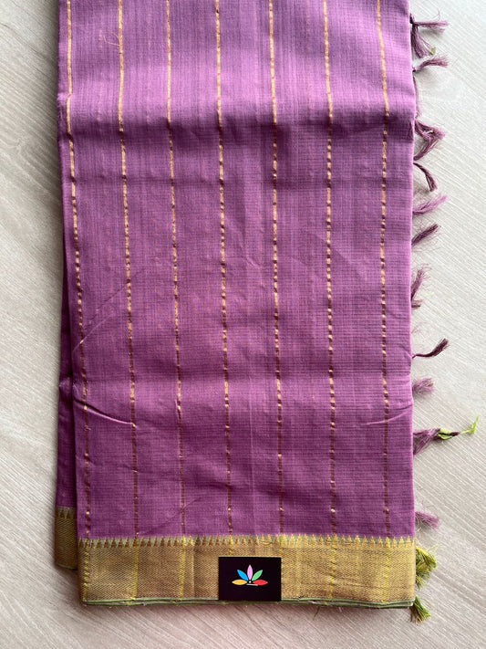 Zari Border Stripped Mangalagiri Cotton Saree-28763