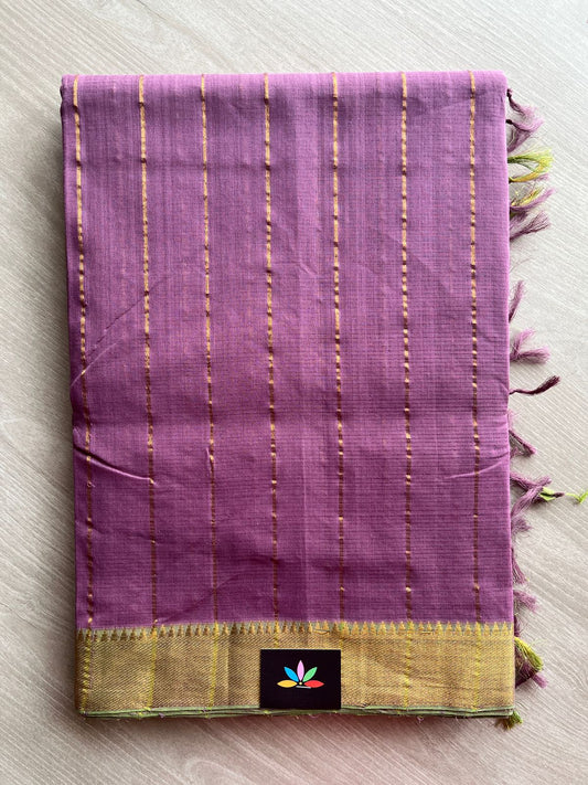 Zari Border Stripped Mangalagiri Cotton Saree-28763