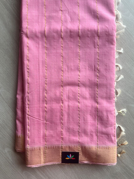 Zari Border Stripped Mangalagiri Cotton Saree-28765